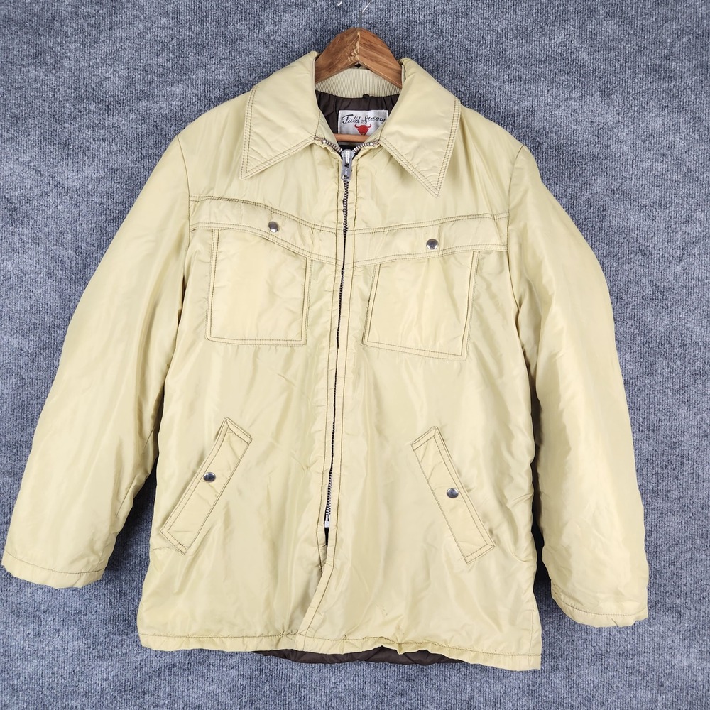 Vintage Field Stream Puffer Jacket Gordon Ferguson Tan Talon Zip Mens Size 40